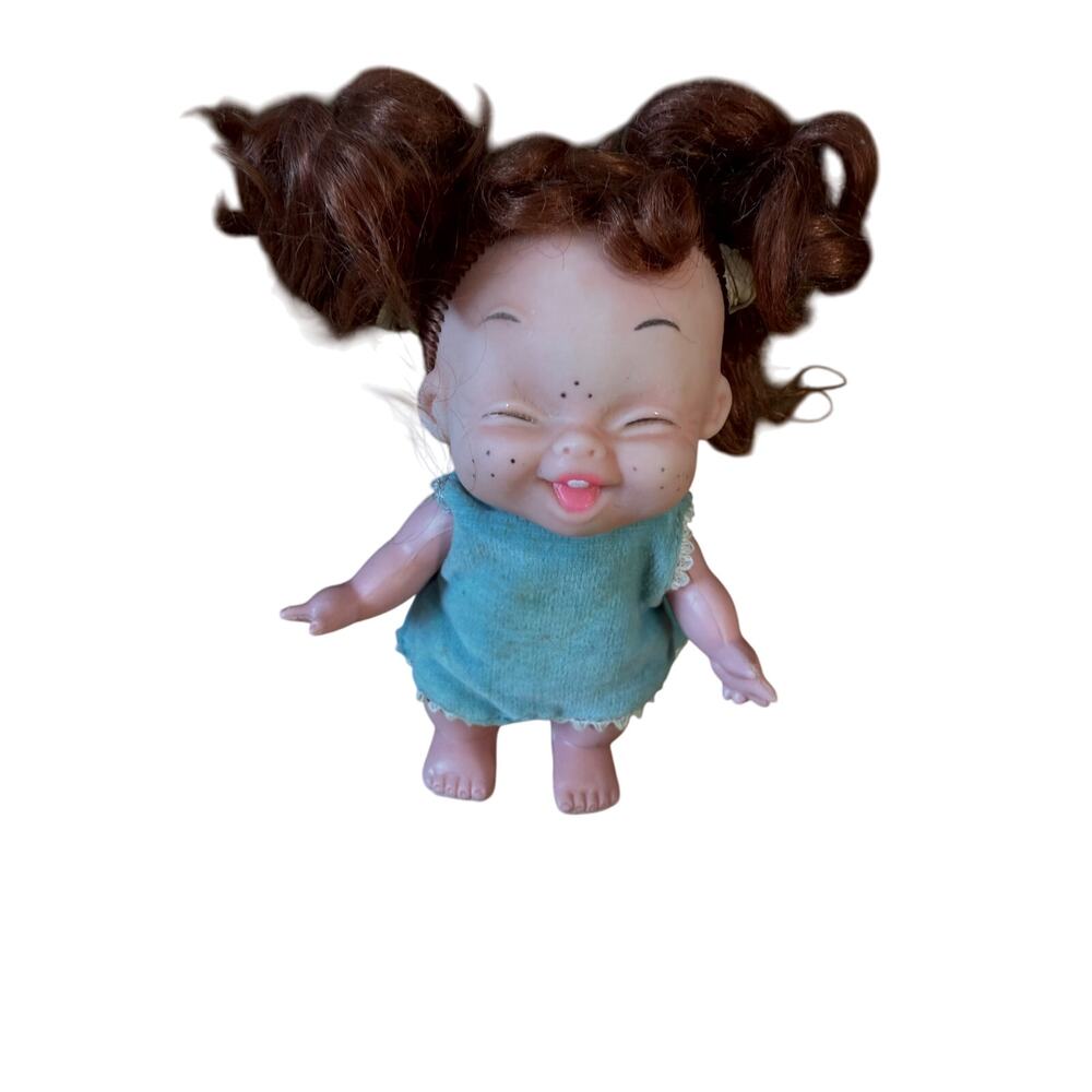 Vintage Evergreen Doll 1960’s Freckle Funny Face 6” Moody Cuties Hong Kong